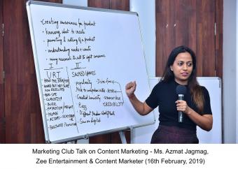 Marketing Club Talk on Content Marketing - Ms. Azmat Jagmag, Zee Entertainment & Content Marketer