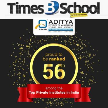 Ranked 56th among the Top Private B-School in the India by TImes B-School Survey 2019