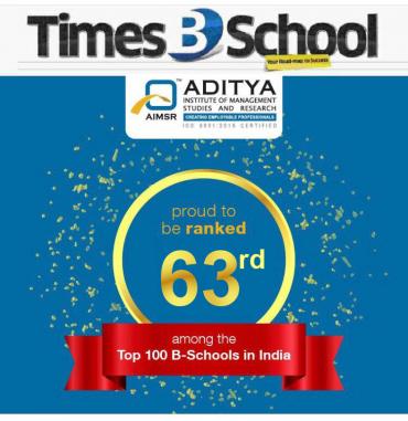 Ranked 63rd among the Top 100 B-School in the India by TImes B-School Survey 2020