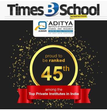 Ranked 45th among the Top Private Institutes in India by TImes B-School Survey 2020