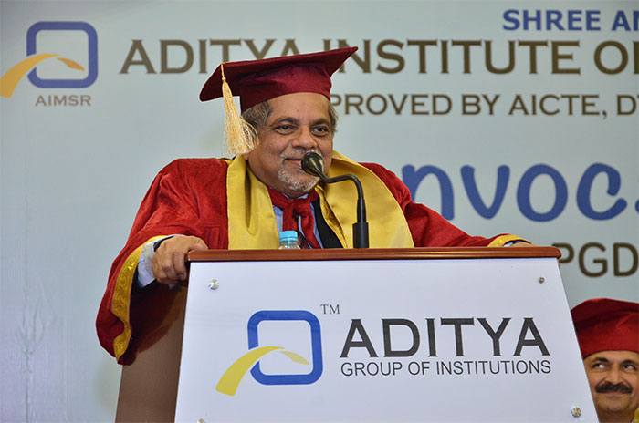  Mr. Ashank Desai, Co-Founder, Mastek Ltd. and Founder NASSCOM addressing the Convocation batch of 2015 â€“ 17 at Aditya Educational Campus